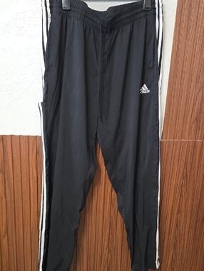 adidas Black Track Pants with White Side Stripes